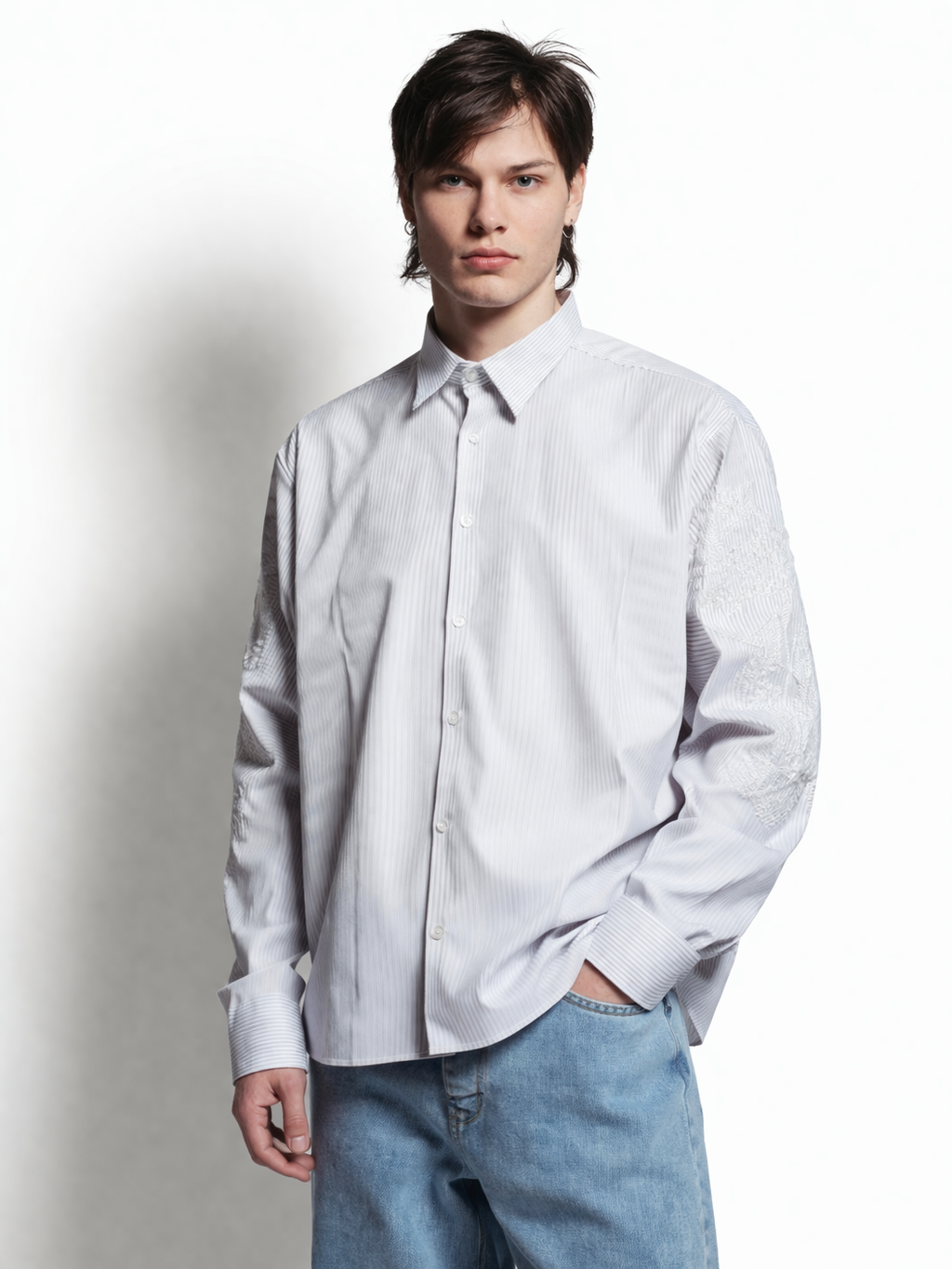 asagao camicia ricamo